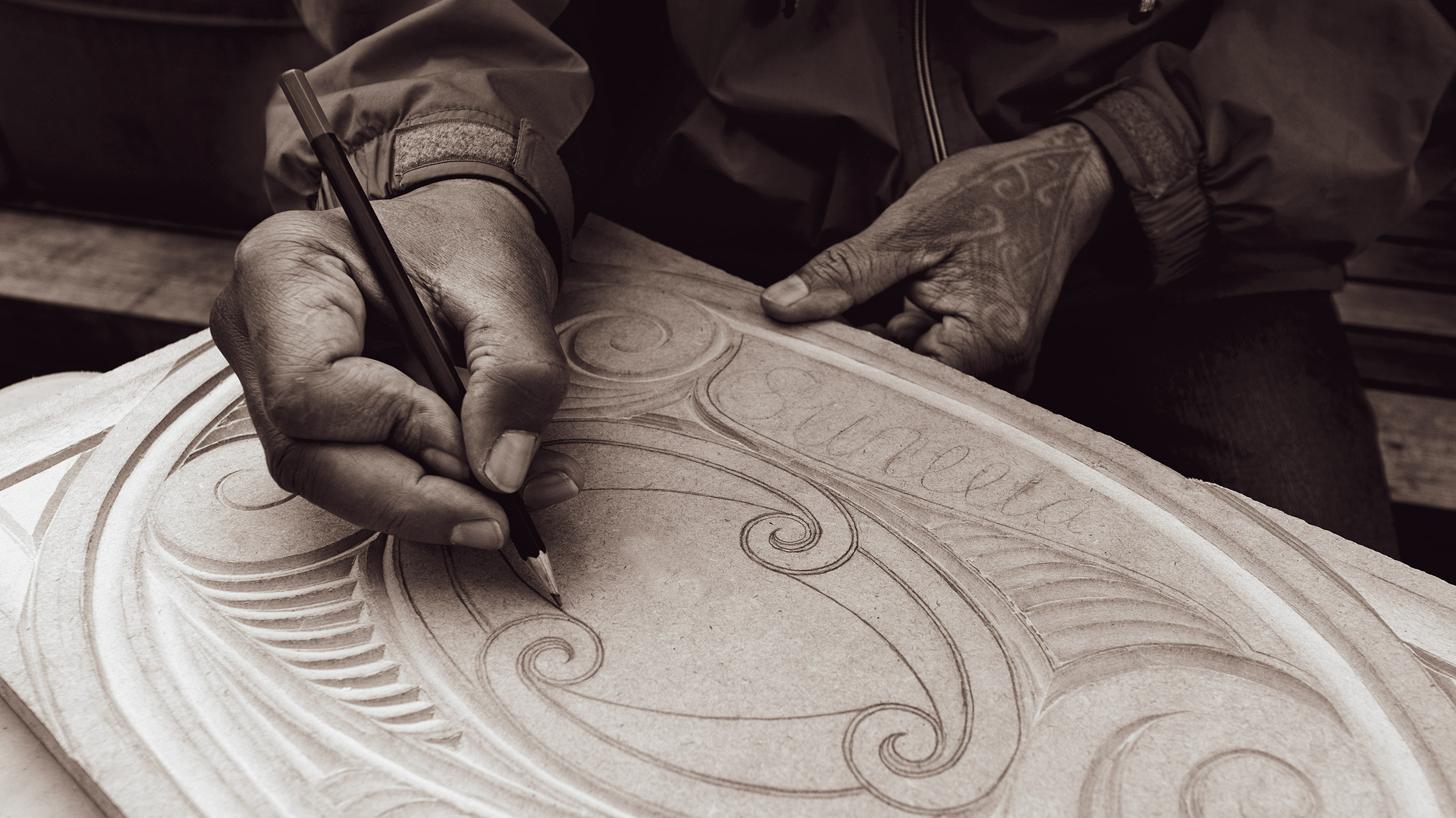 Man creating traditional cultural art