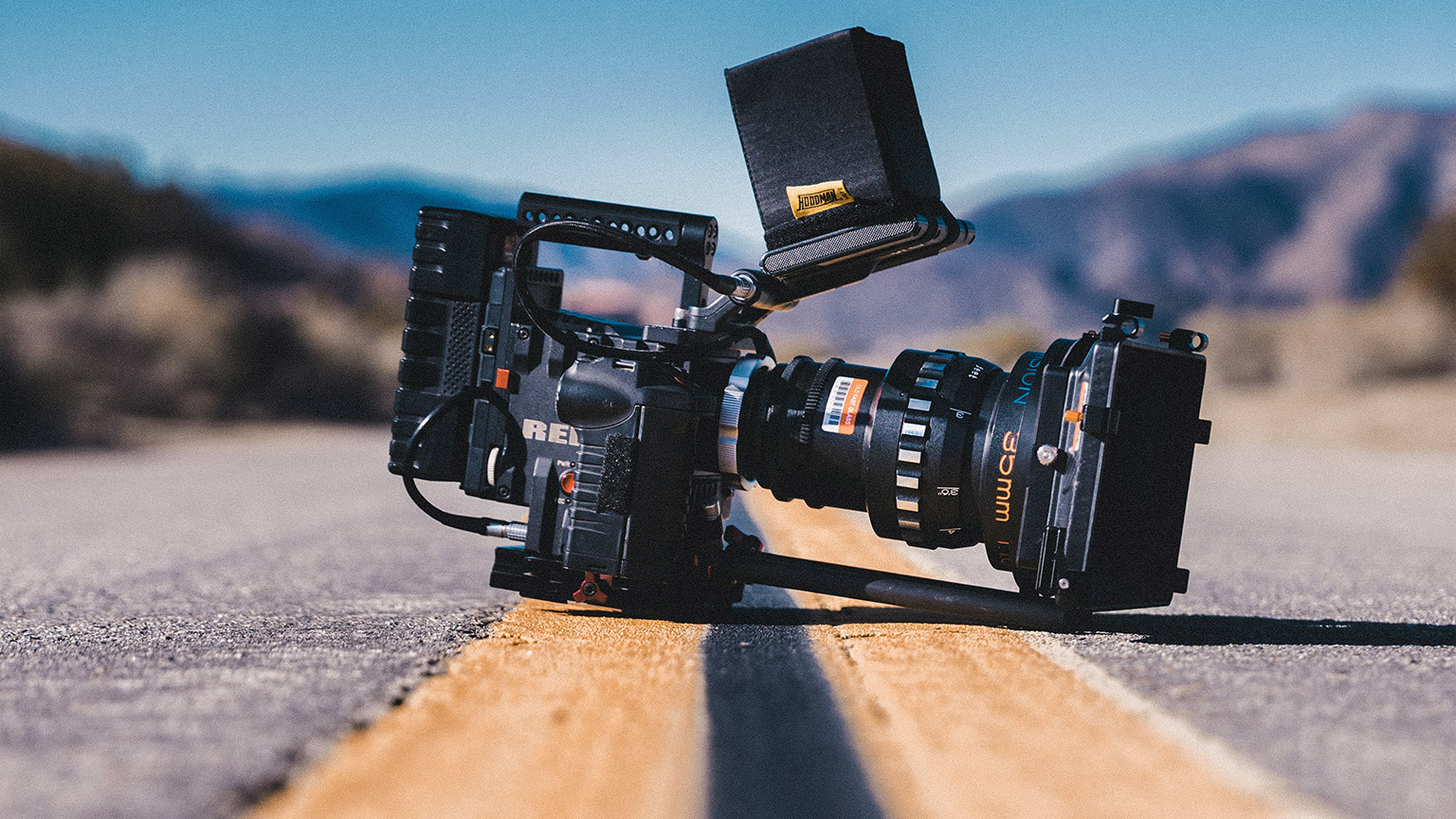 RED camera on a road