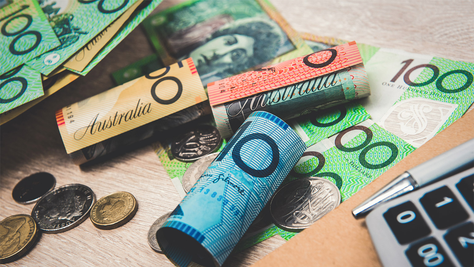 Australian dollars being counted