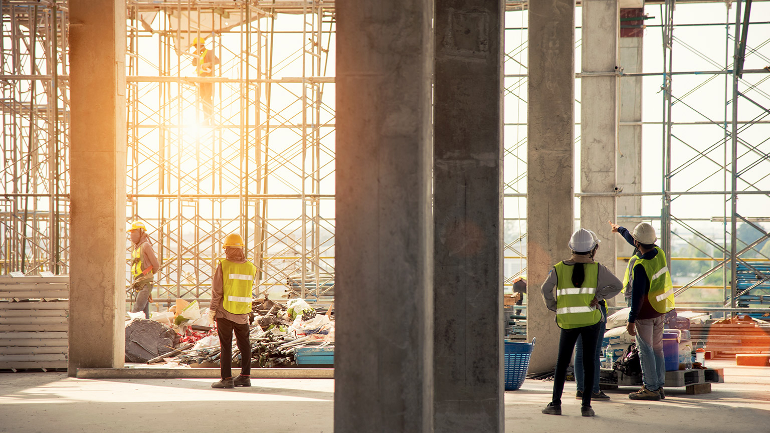 A group of construction workers on site