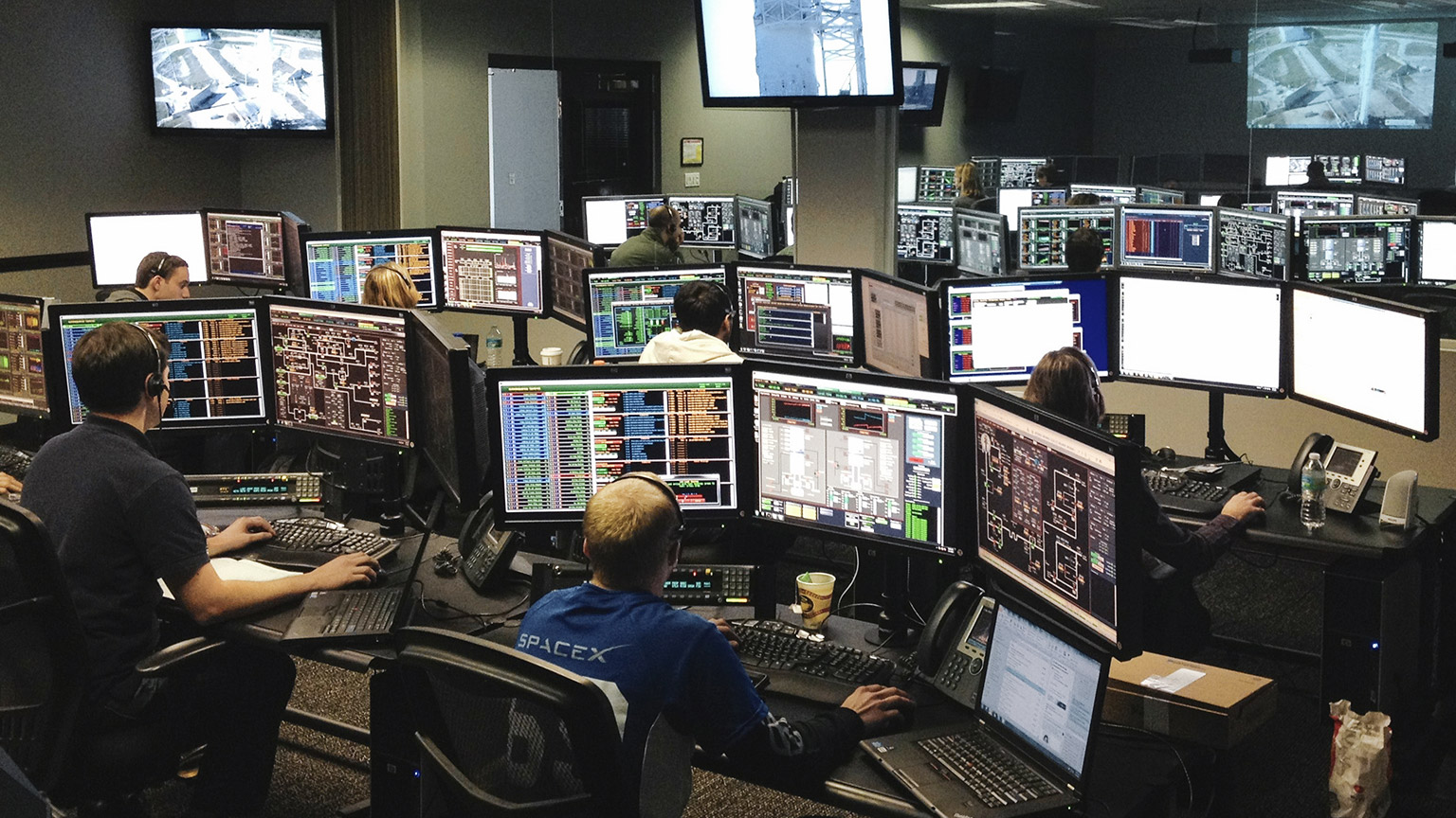 A room filled with a network of computers