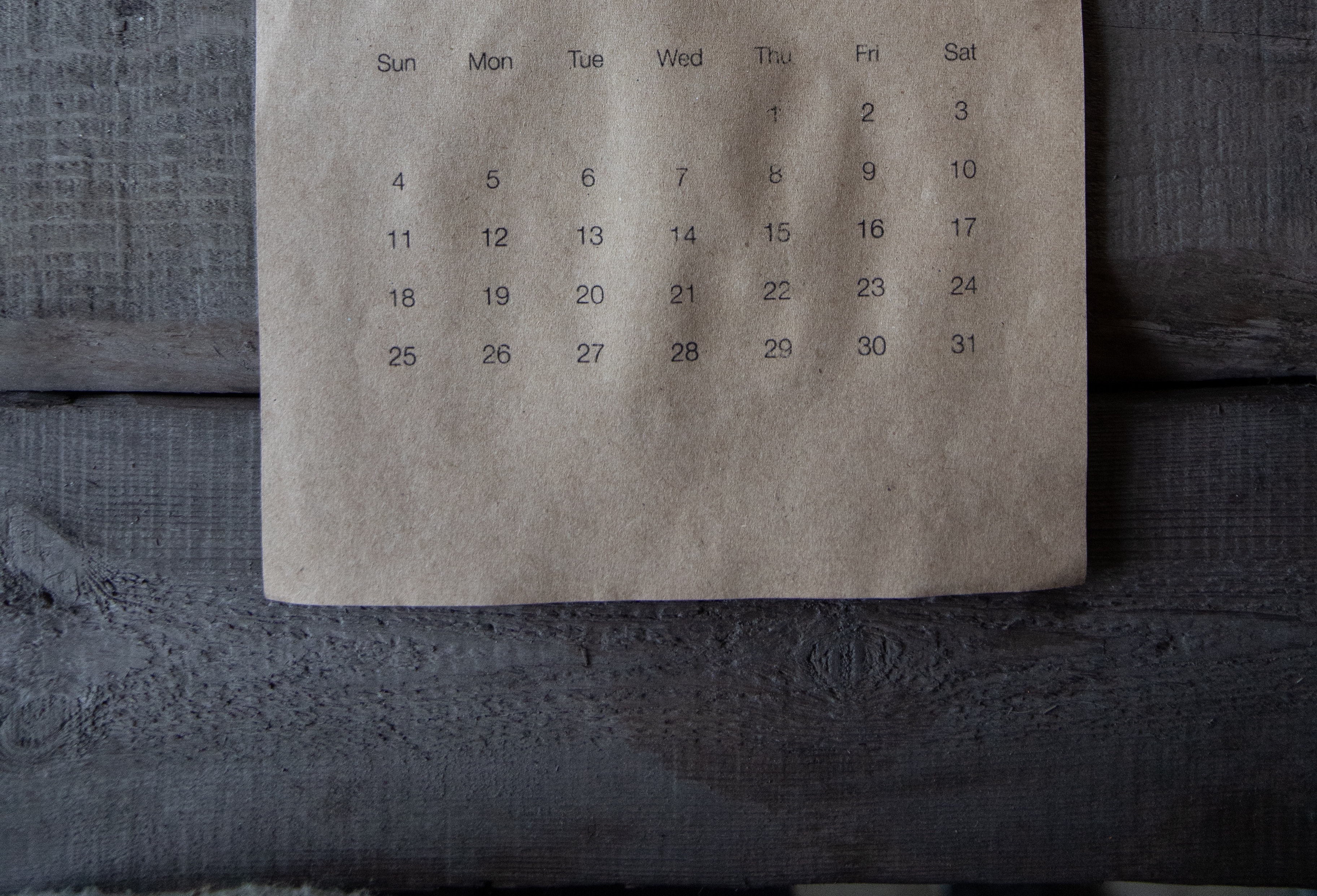 papaer calendar page