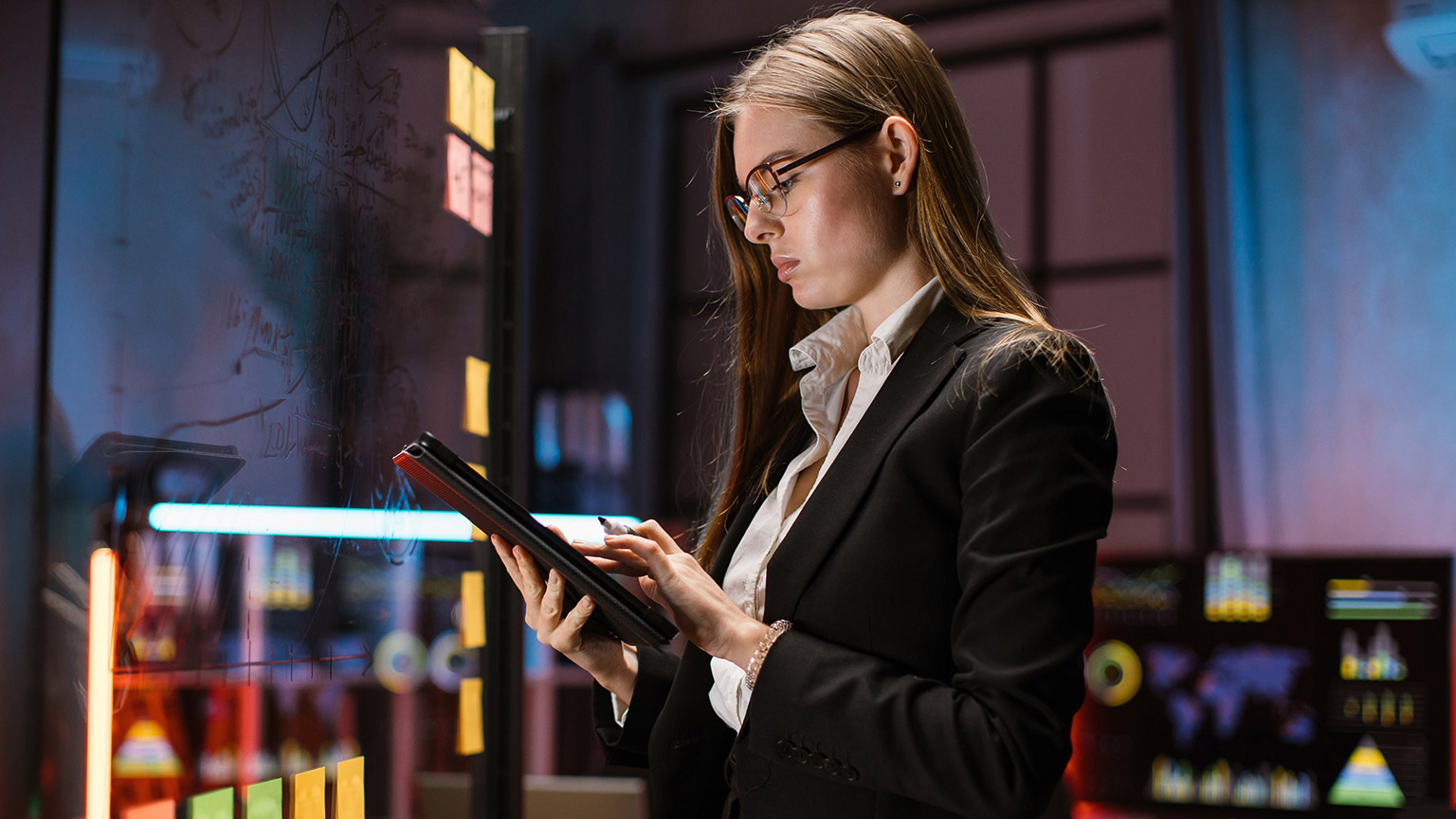 An accountant working in a modern office space