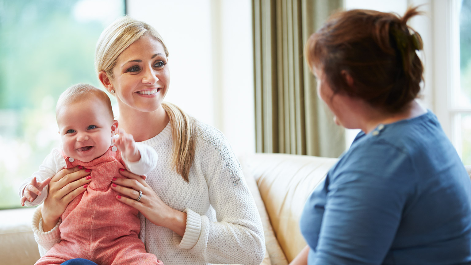 A worker communicating informatino to a parent