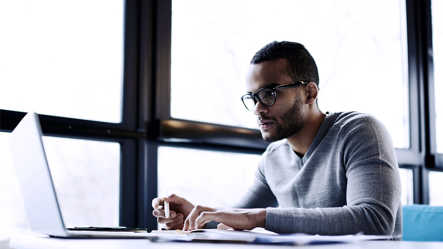 Man working with computer