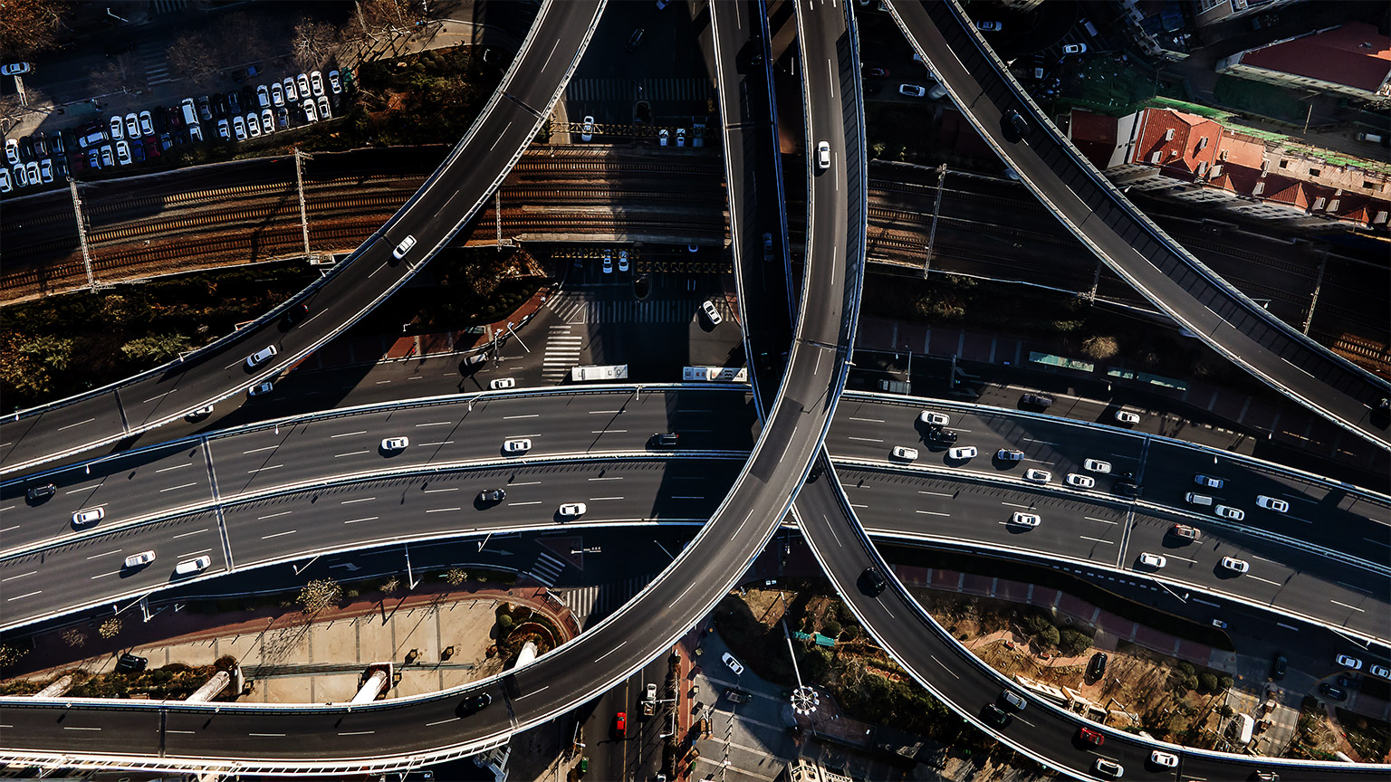 A topshot of a city skyways