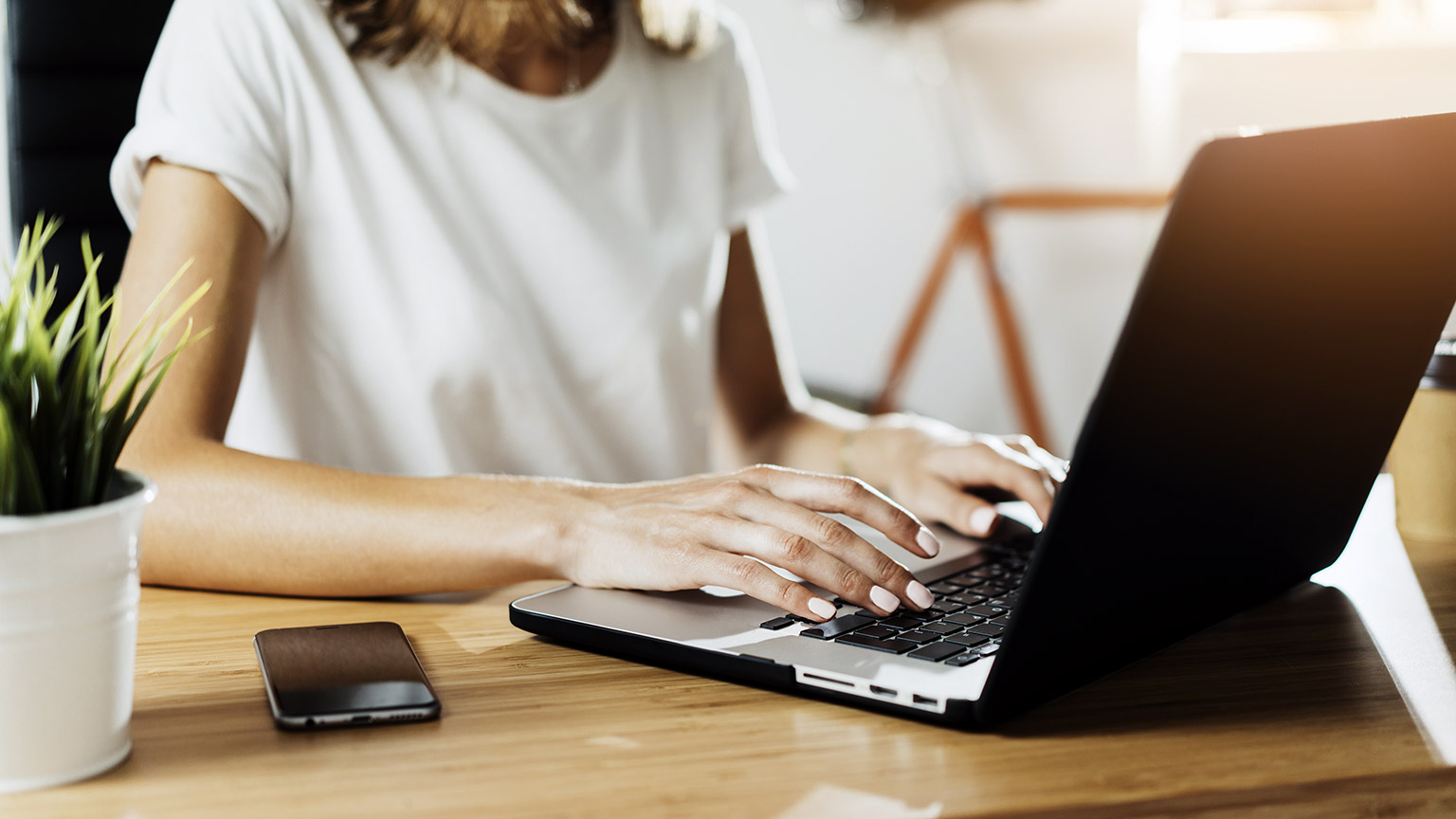 Woman working on laptop