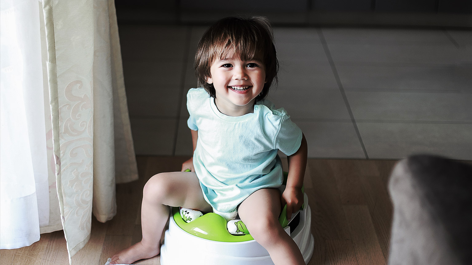 A baby on hygiene training