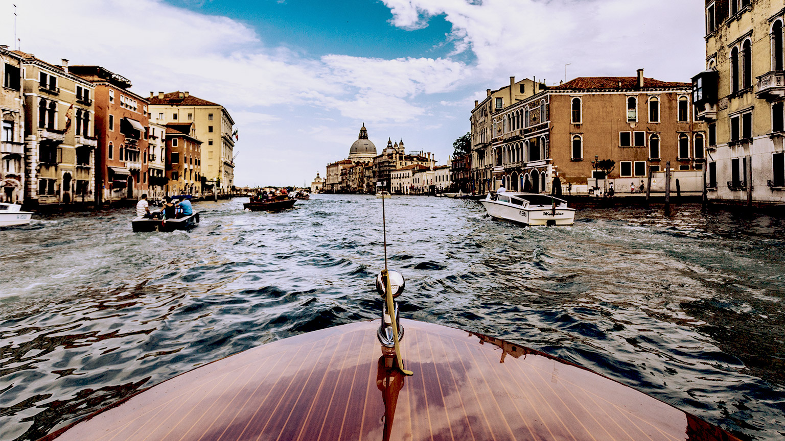 Motorboat sailing at Venice, Italy