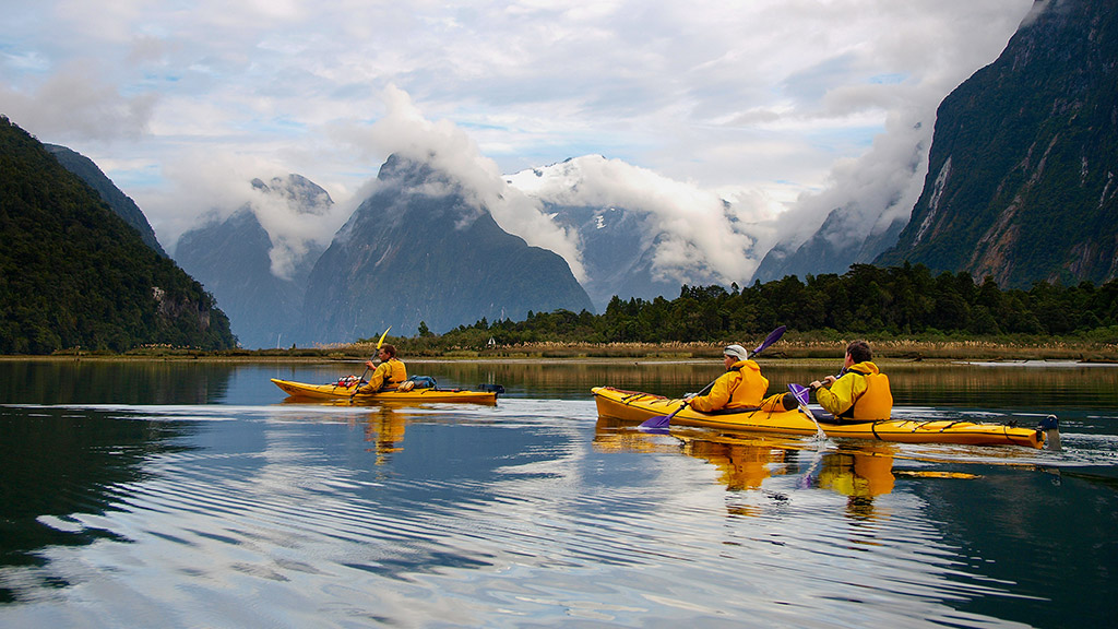 sea kayak in Milford Sound, New Zealand