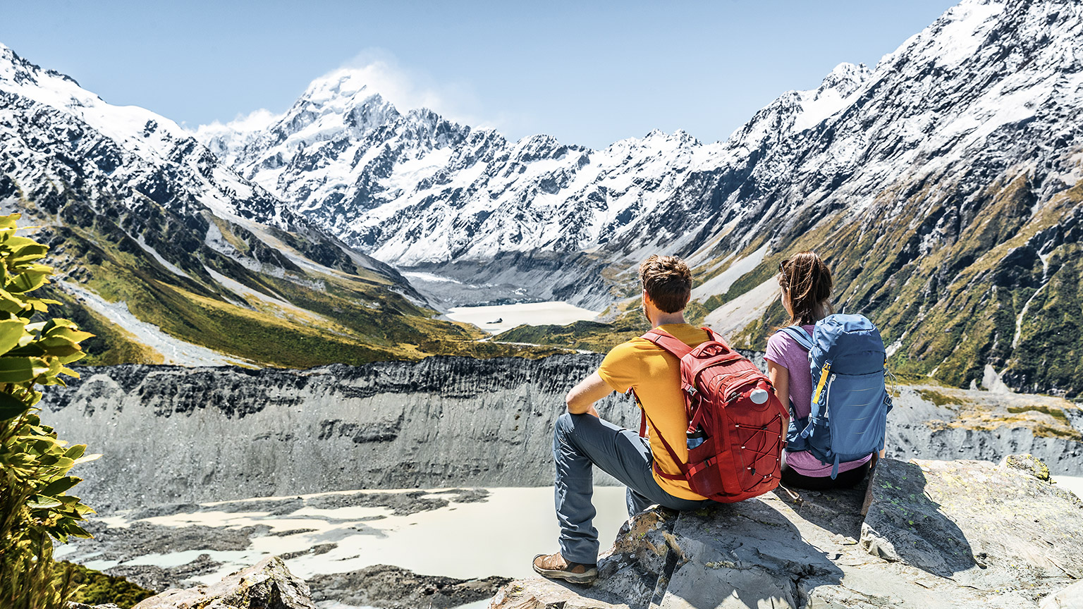 Two hikers at Mt. Cook