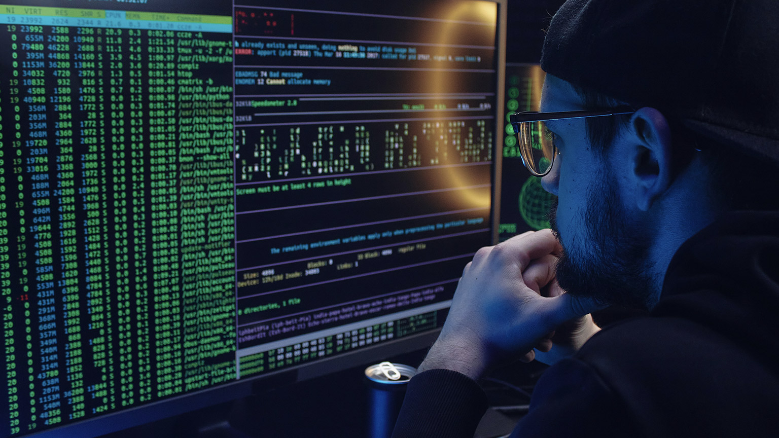 A hacker at his computer