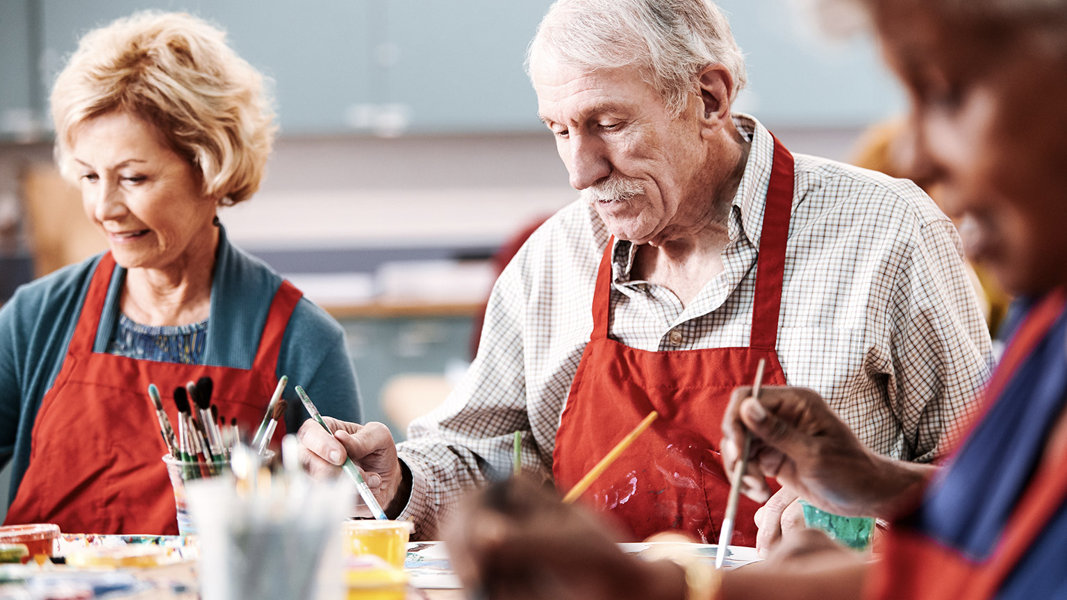 Seniors on a painting workshop