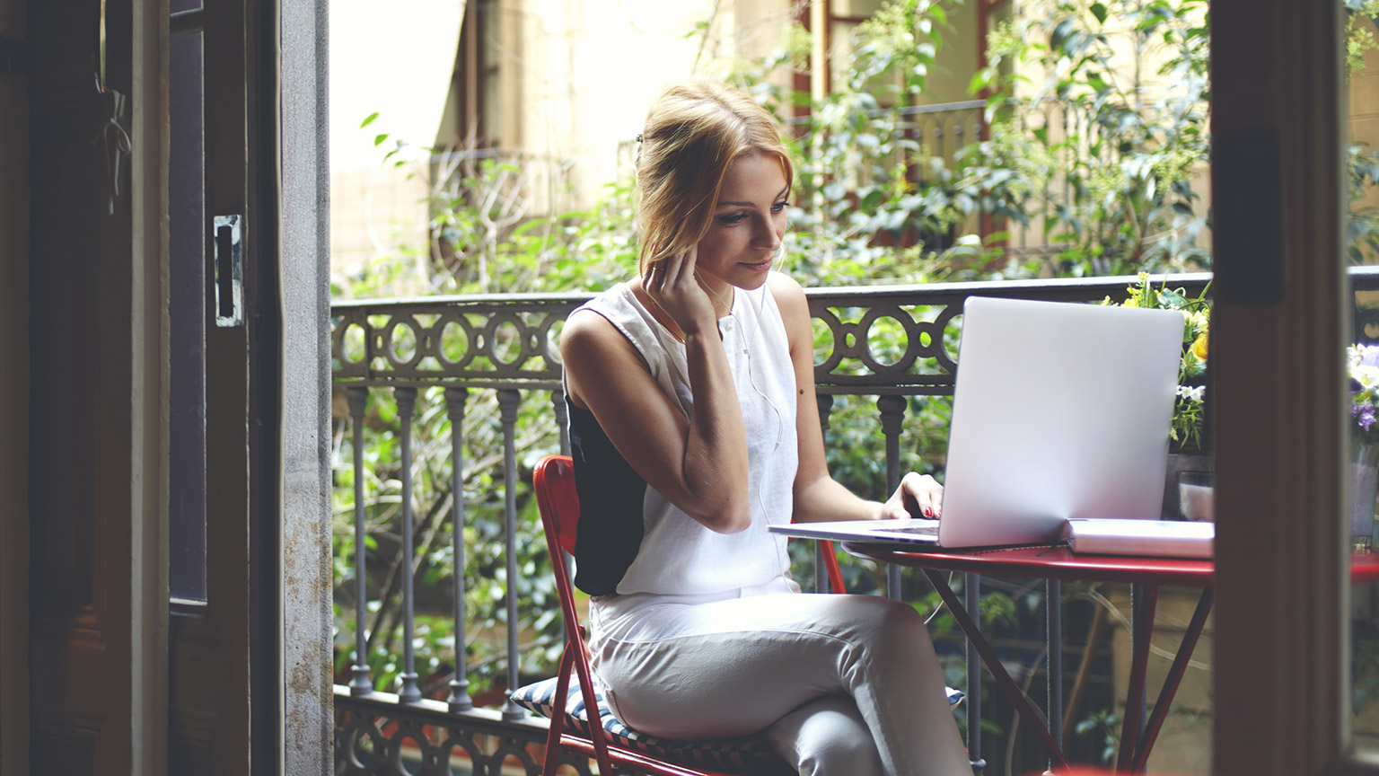 A student working on an assessment on a laptop