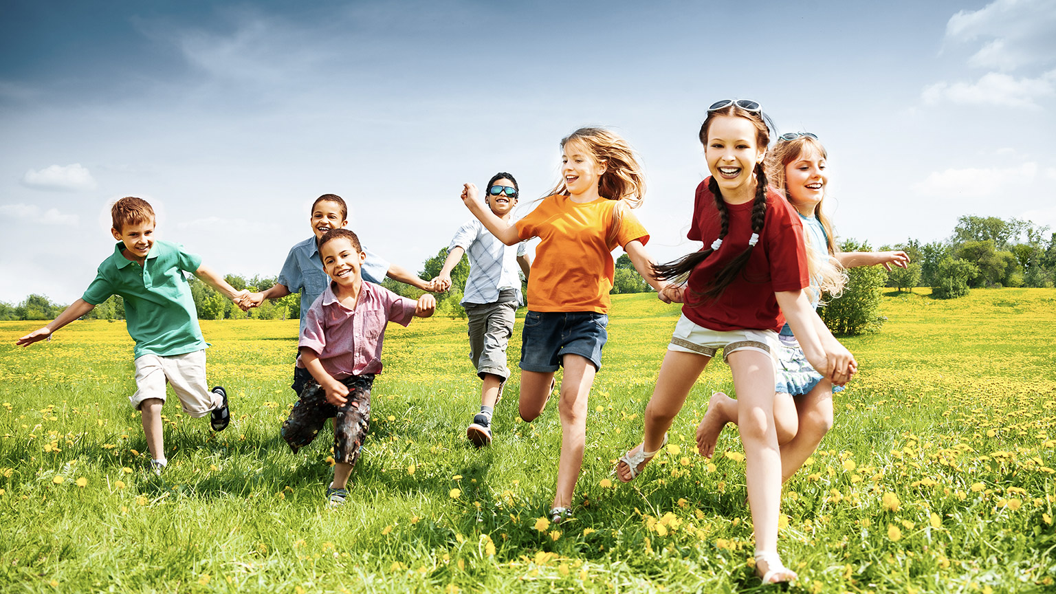 Kids running outdoor