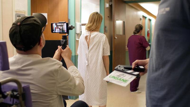 Steven Soderbergh shoots Claire Foy and Polly McKie on the set of ‘Unsane’ using just a smart phone.