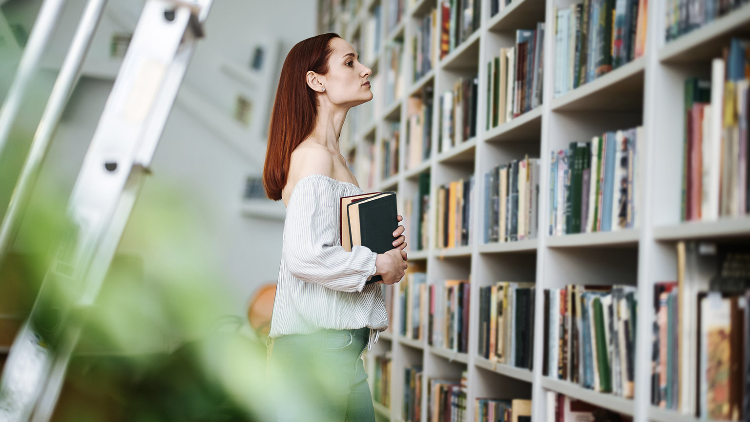 Searching for books inside the library