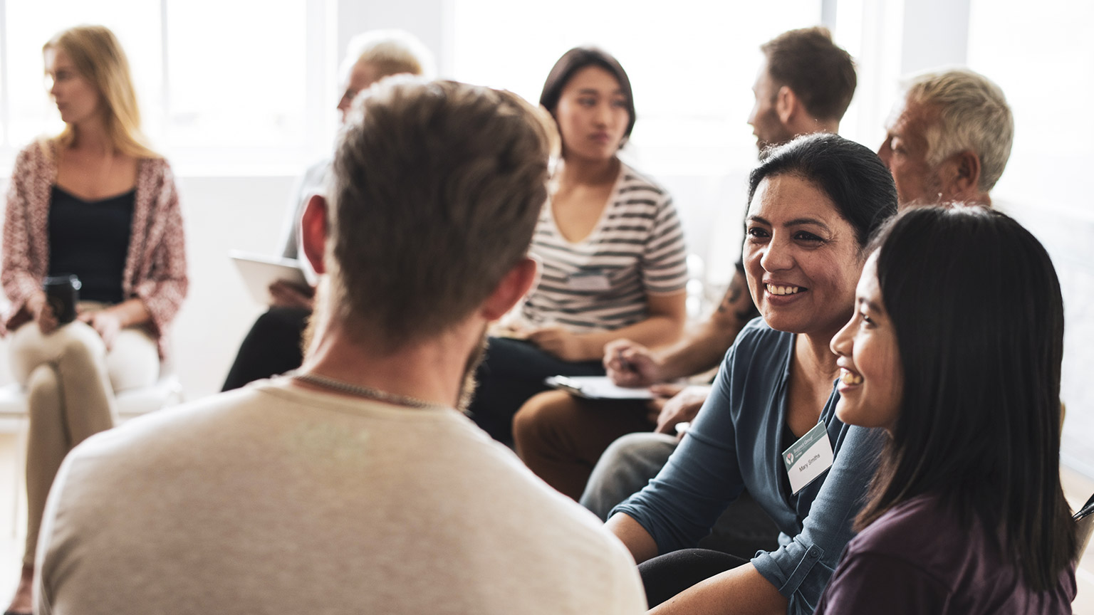 A group of people talking