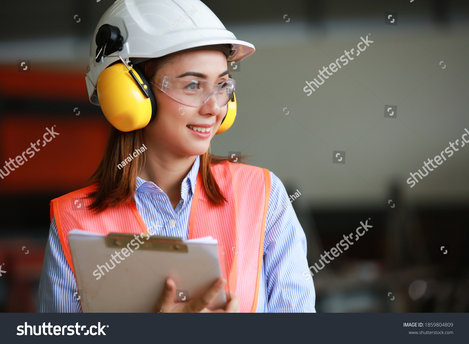 Engineer wearing a PPE safety helmet