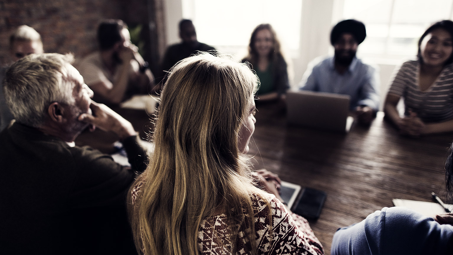 Diverse people in a group meeting