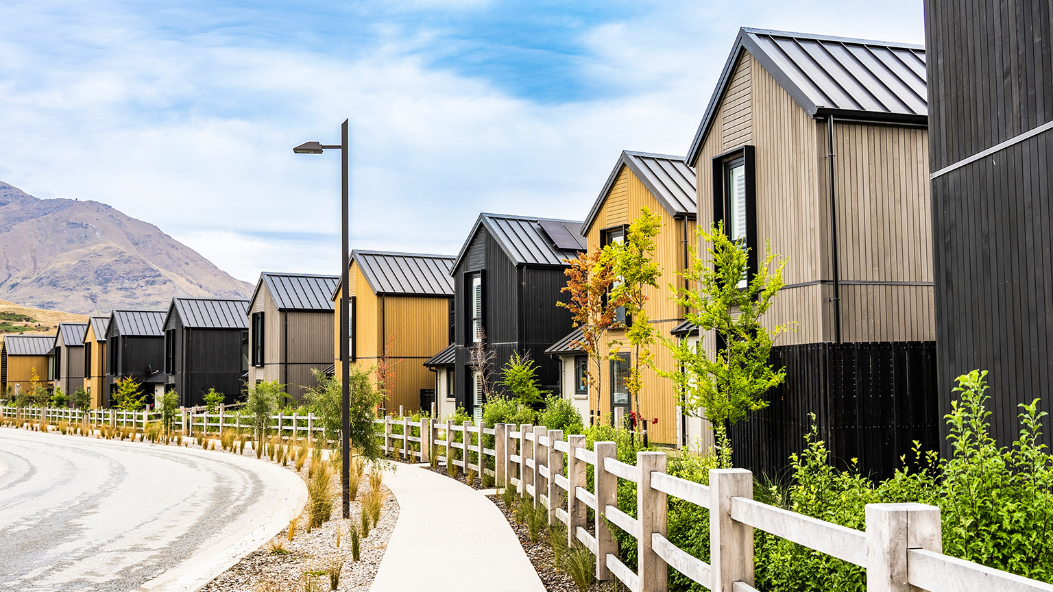 A row of new houses in New Zealand