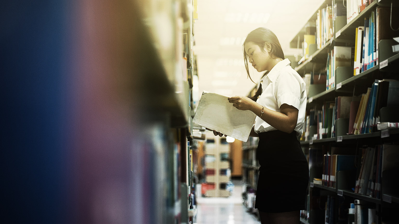 A person looking at a book