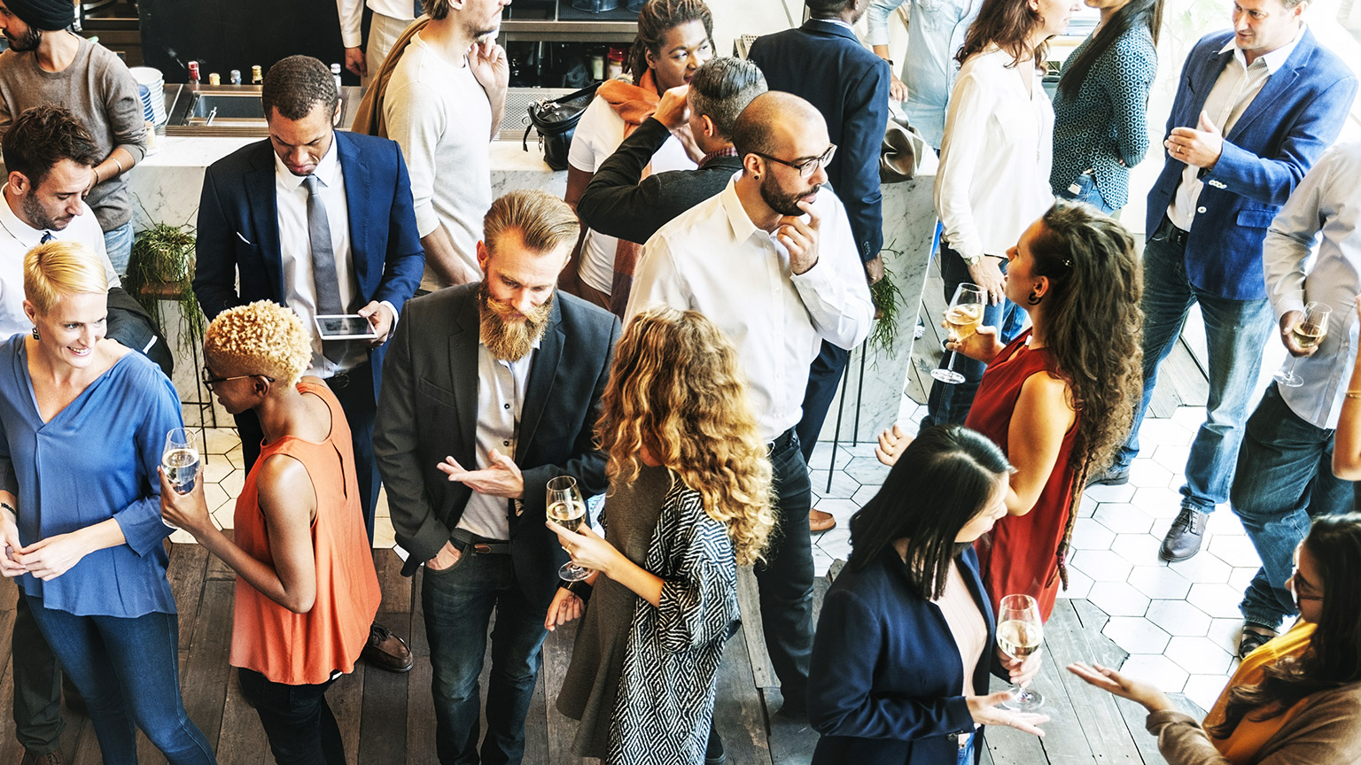 A group of professionals networking