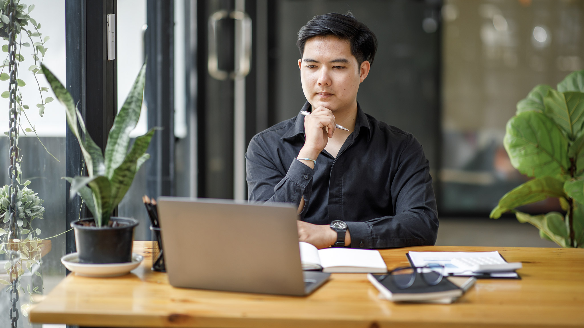 businessman working with his laptop