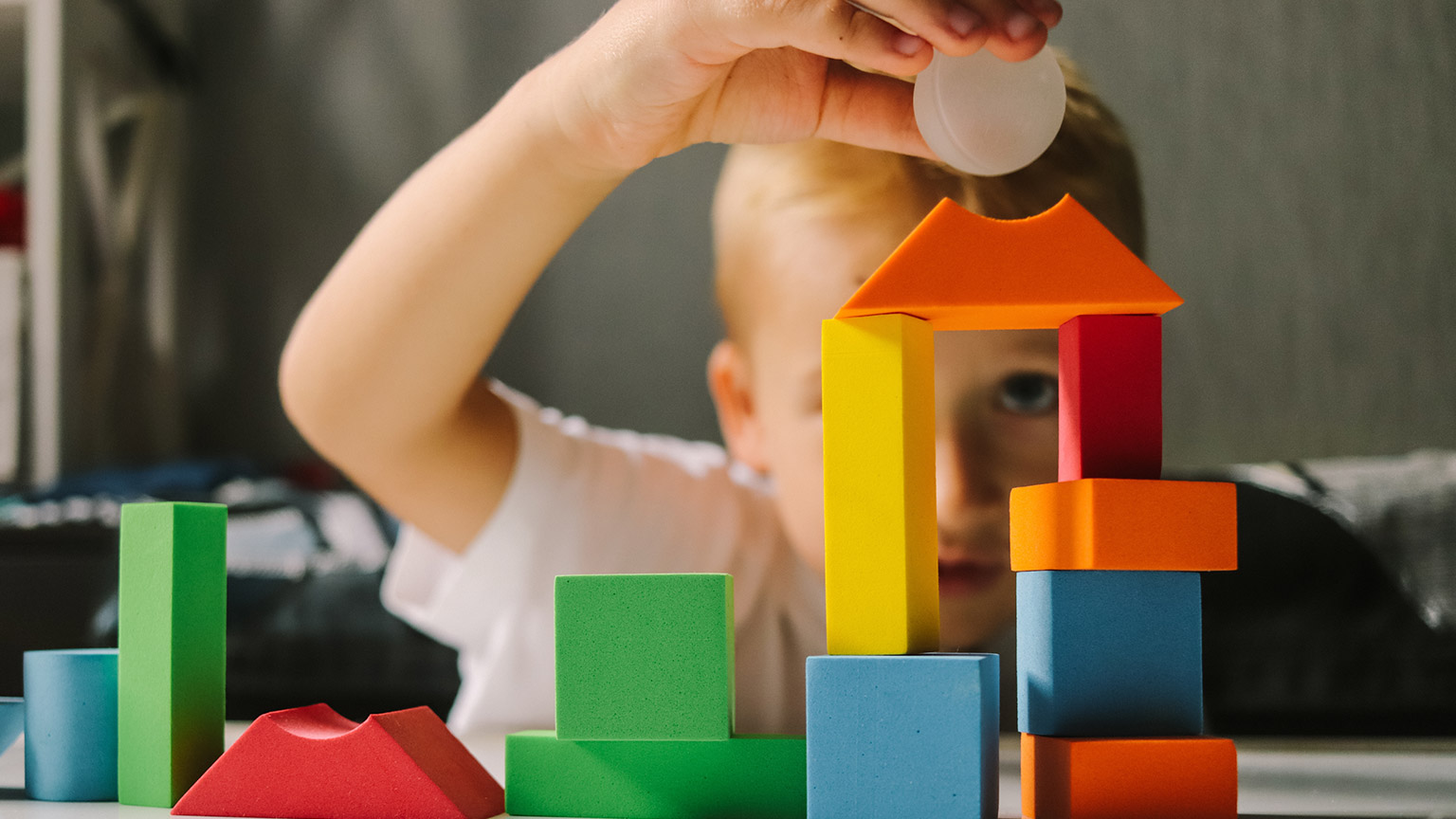 A child concentrating on a task