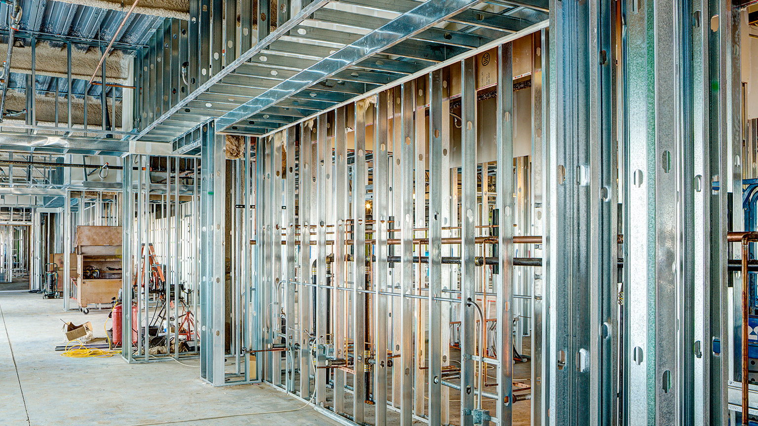 Interior construction on a large commercial site