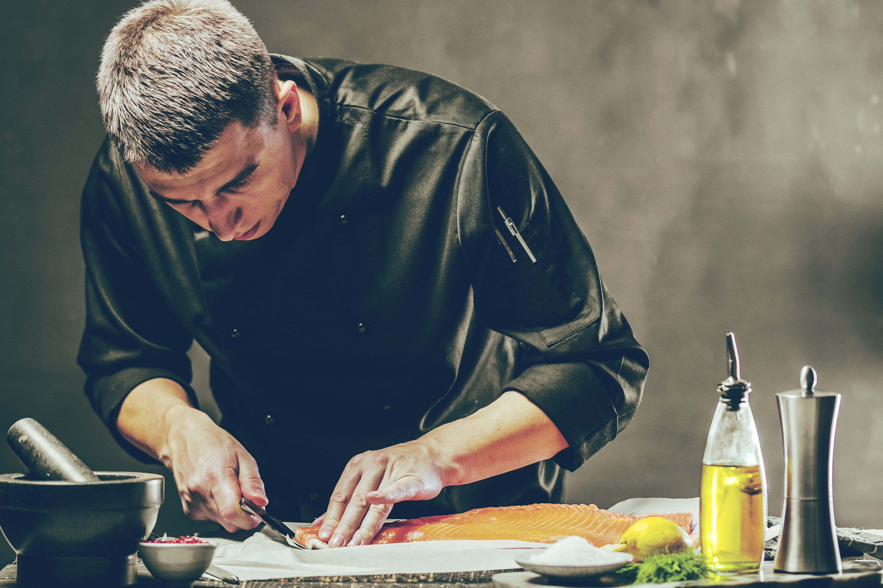 a chef in a kitchen