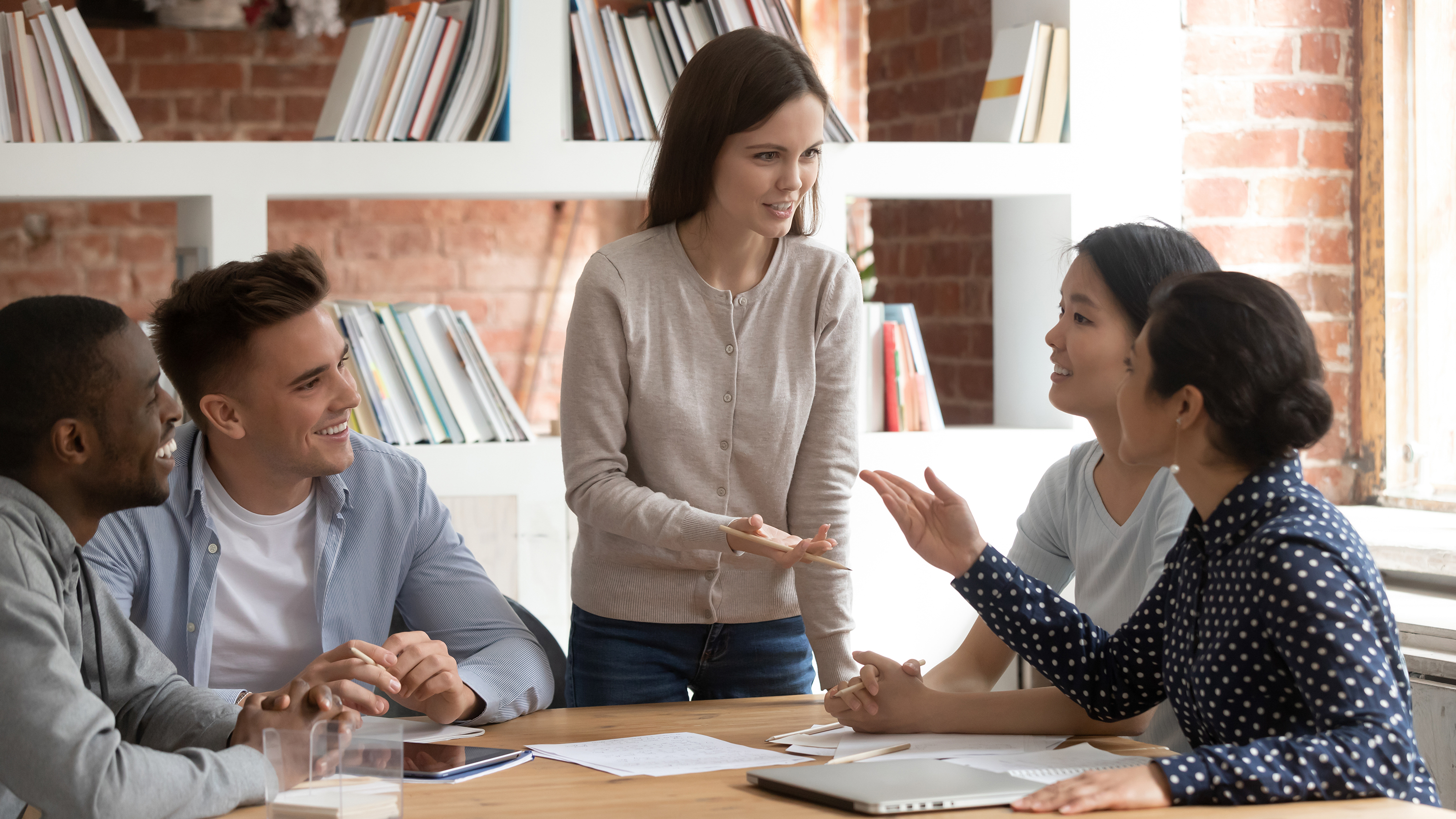 People talking in an office