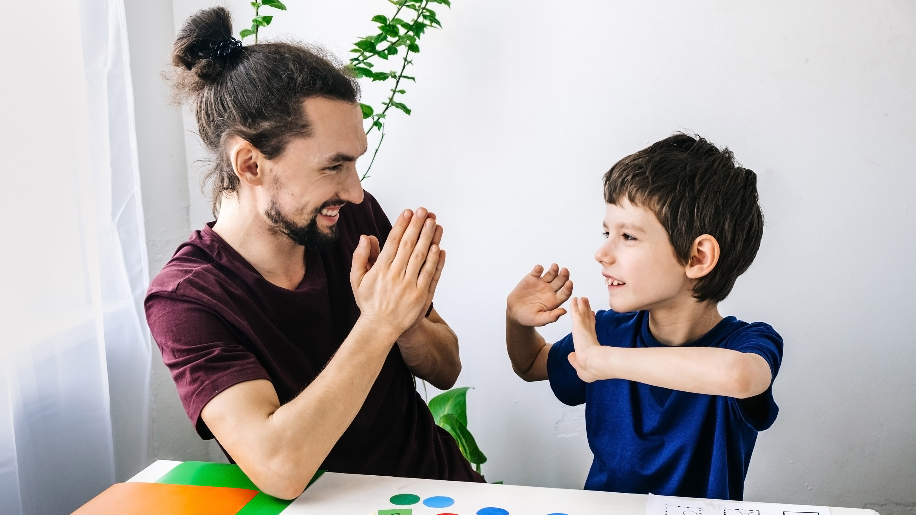 A worker with a client