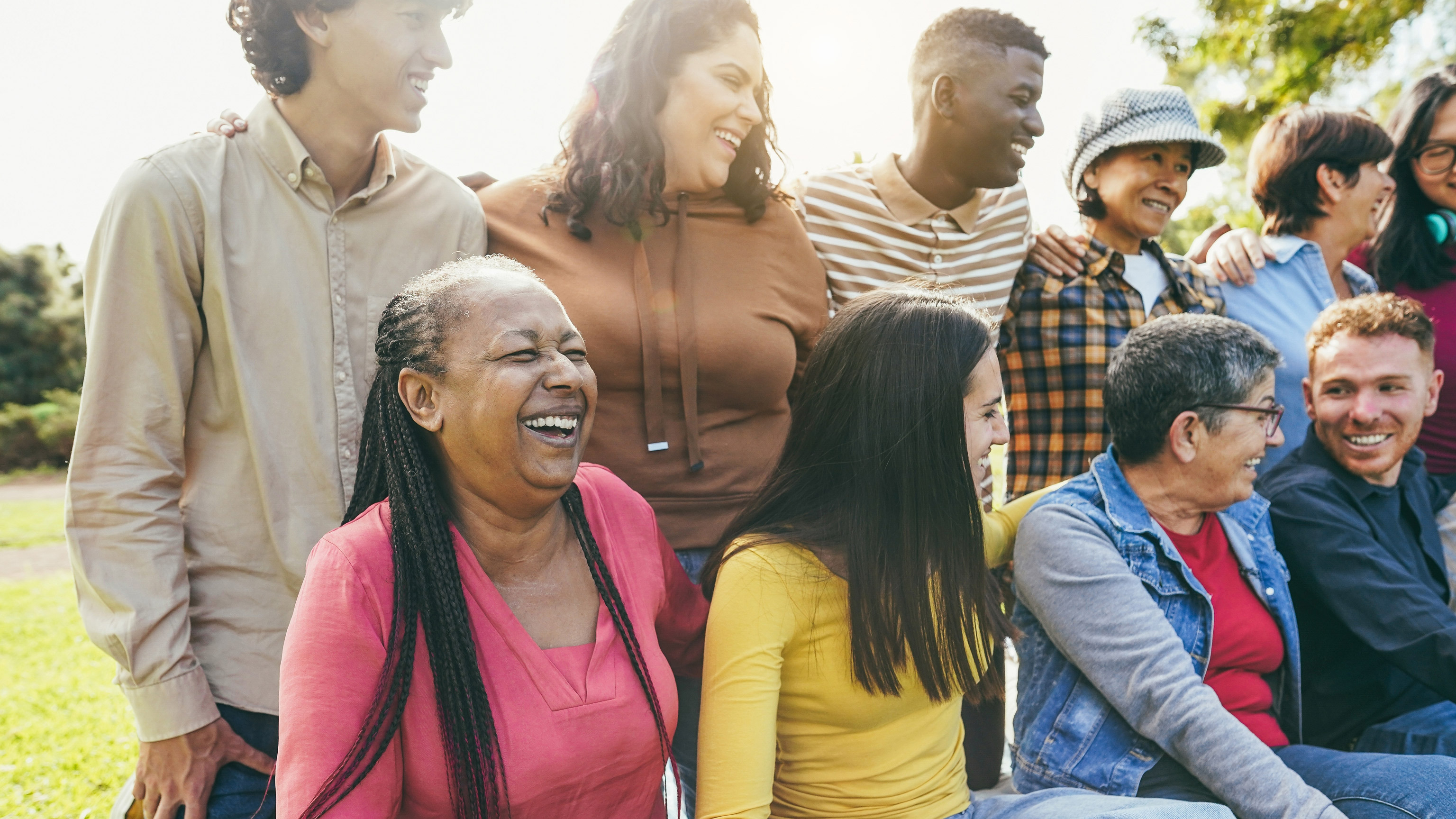 A diverse group outdoors