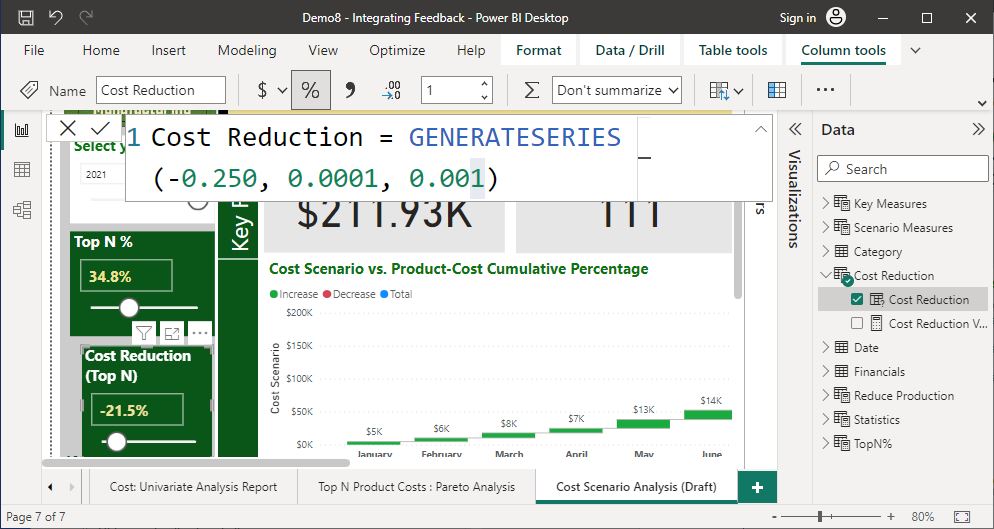 Screenshot of Feedback #4 actioned using Power BI Desktop © Microsoft