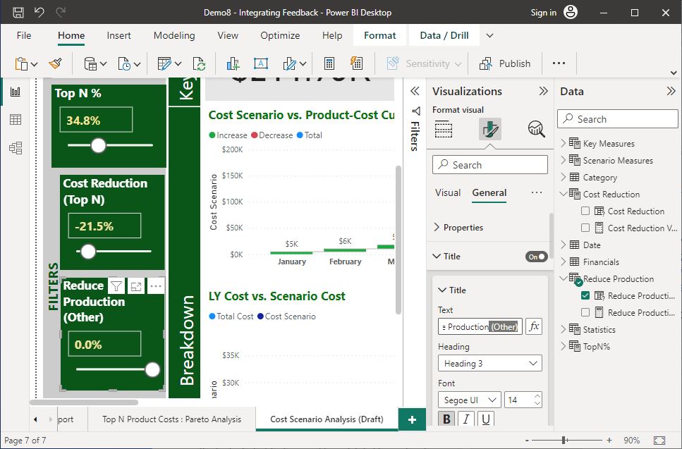 Screenshot of Feedback #5 actioned using Power BI Desktop © Microsoft