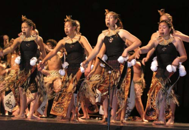 A group of girls at a Kapa Haka gathering in Wellington.