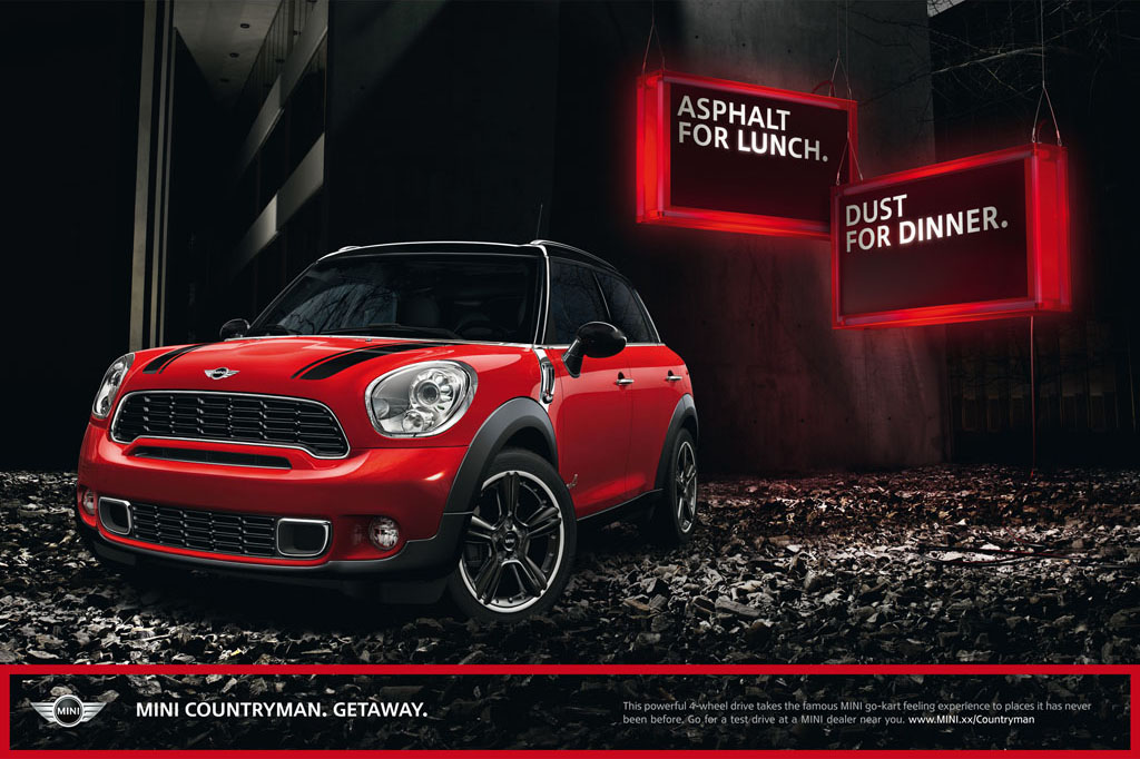 A Mini Cooper advertisement