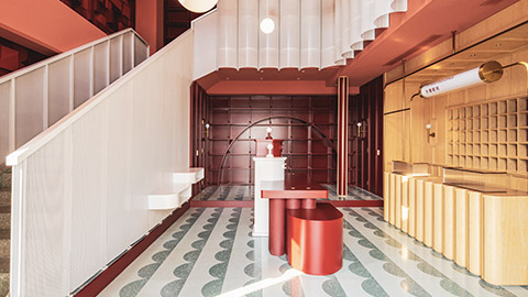 An interior view of the Bund post office in China