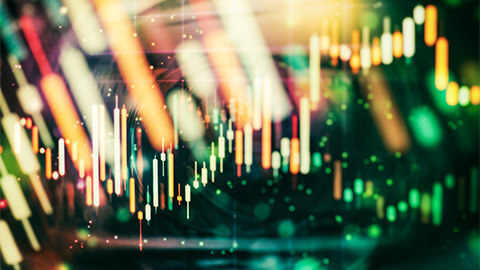 A candlestick chart, conveying a publicly listed company's share price