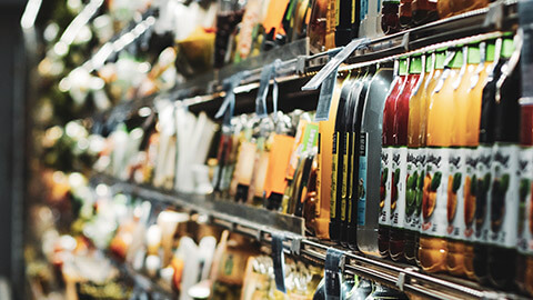 A close view of a shop in a supermarket