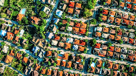 A birdseye view of many Australian households on a sunny afternoon