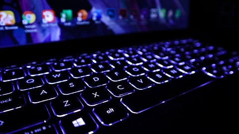 A close view of an illuminated keyboard