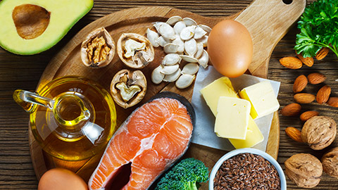 A selection of foods high in good fats