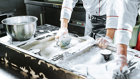 Cleaning kitchen