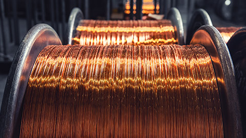 Rolls of copper electrical wire