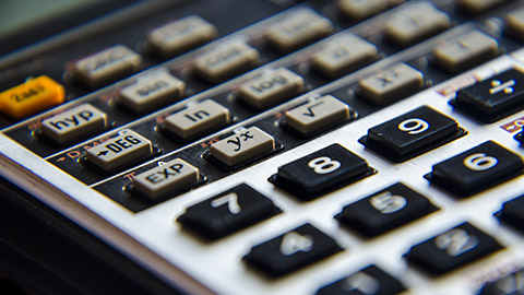 A close view of a scientific calculator