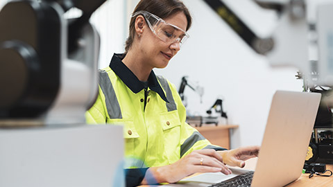 An electrician using design software