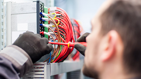 An electrician at work