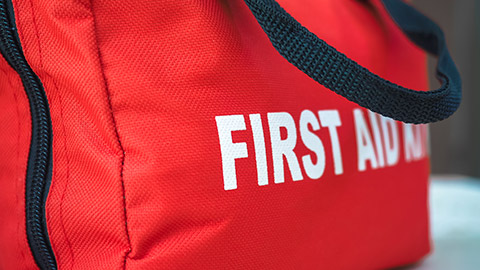 Close view of a first aid kit